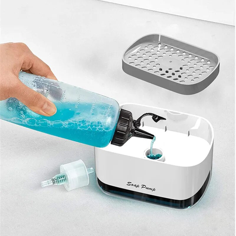 2-in-1 Dish Soap Dispenser with Sponge Holder