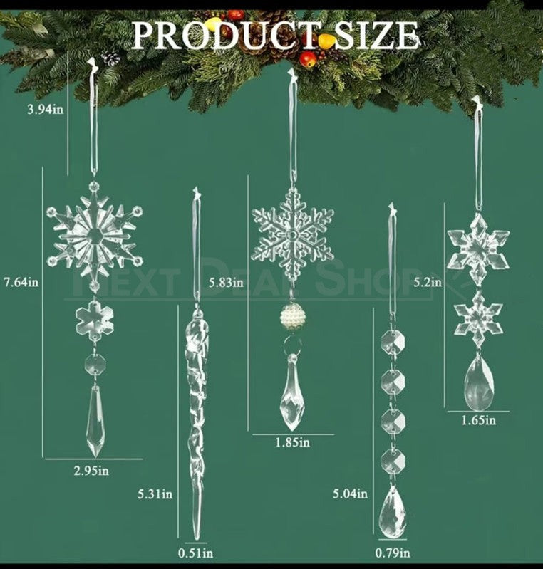 10 Pcs - Christmas Snowflake & Icicle Hanging Ornament