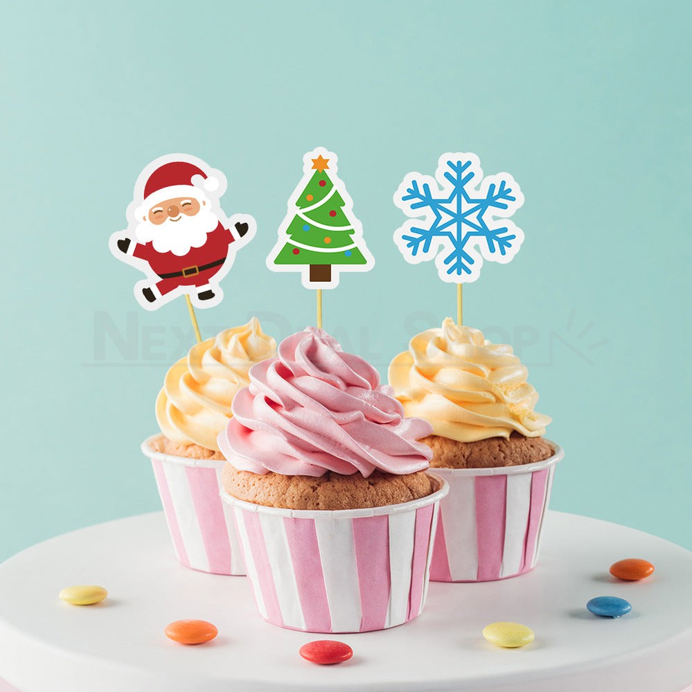 15 Pcs - Christmas Cupcake Topper