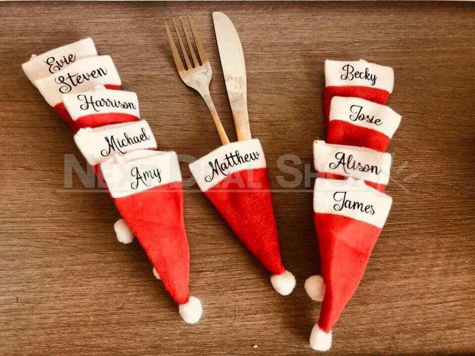 16 Pcs - Christmas Santa Hat Cutlery Holders