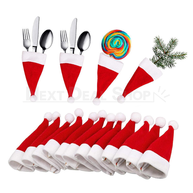 16 Pcs - Christmas Santa Hat Cutlery Holders