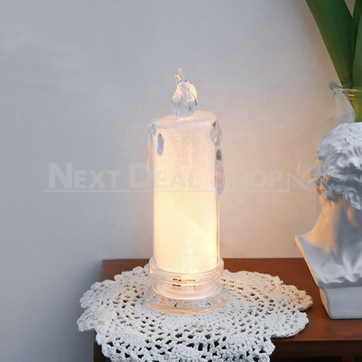 2 Pcs - Elegant LED Warm White Crystal Centerpiece Candle