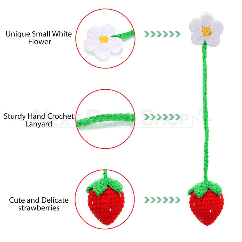 2 Pcs - Handmade Crochet Strawberry Car Hanging Ornament