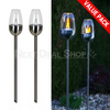 2 Pcs - Solar Powered Stainless Steel LED Candle Stake Light