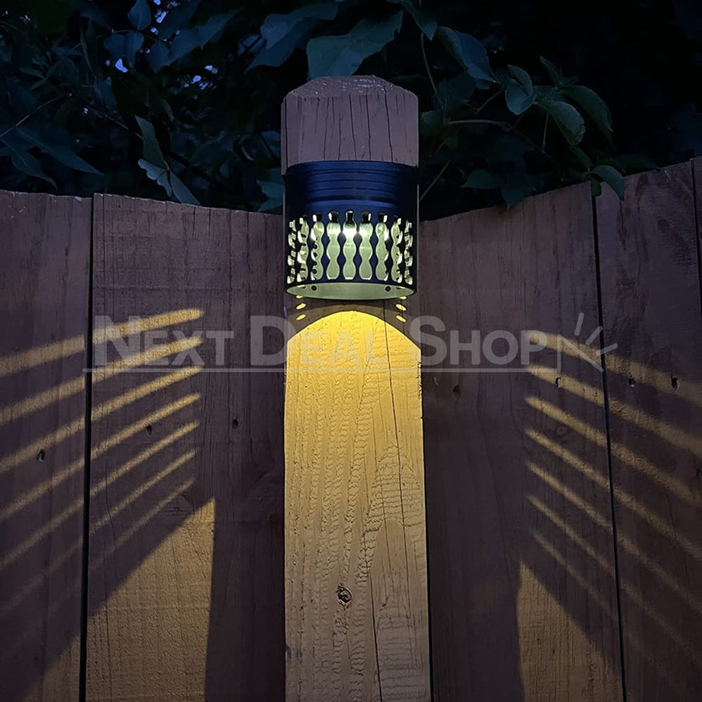 2 Pcs - Solar Powered Sunburst Pattern Fence Light with 2 Modes