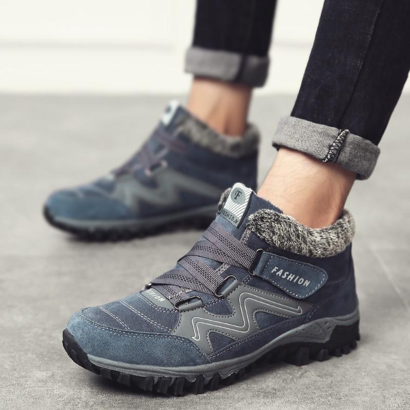 Unisex Winter thermal Velvet Velcro buckle trendy joker hiking sneakers