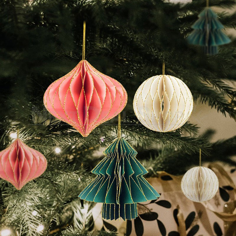 3 Pcs - Festive Honeycomb Paper Hanging Ornament