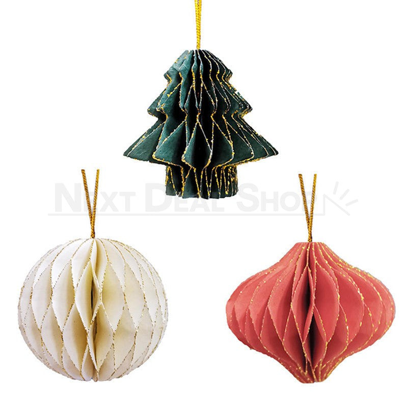 3 Pcs - Festive Honeycomb Paper Hanging Ornament