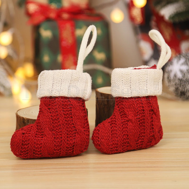 3 Pcs- Handmade Crochet Christmas Sock Cutlery Holder