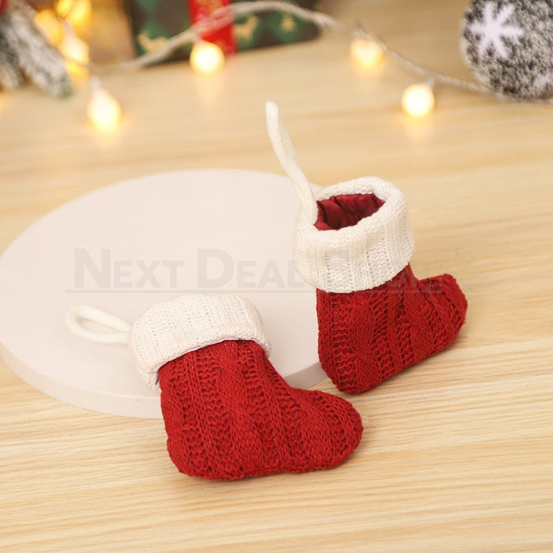 3 Pcs- Handmade Crochet Christmas Sock Cutlery Holder