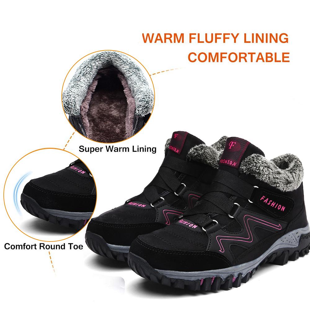 Unisex Winter thermal Velvet Velcro buckle trendy joker hiking sneakers