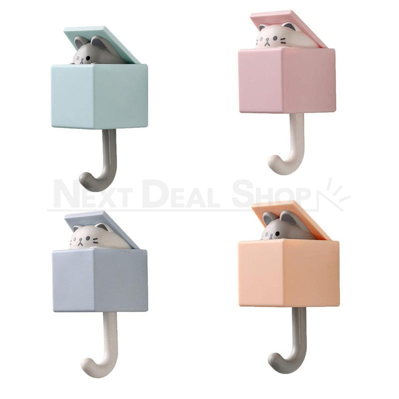 4 Pcs - Adorable Pop Up Cat Wall Hook