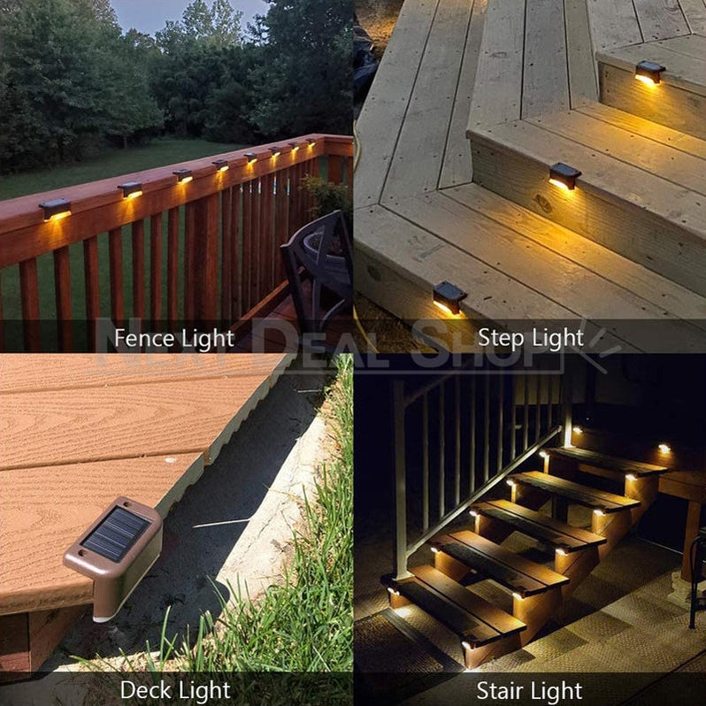 4 Pcs - Solar Powered Outdoor Ledge LED Light