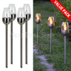 4 Pcs - Solar Powered Stainless Steel LED Candle Stake Light