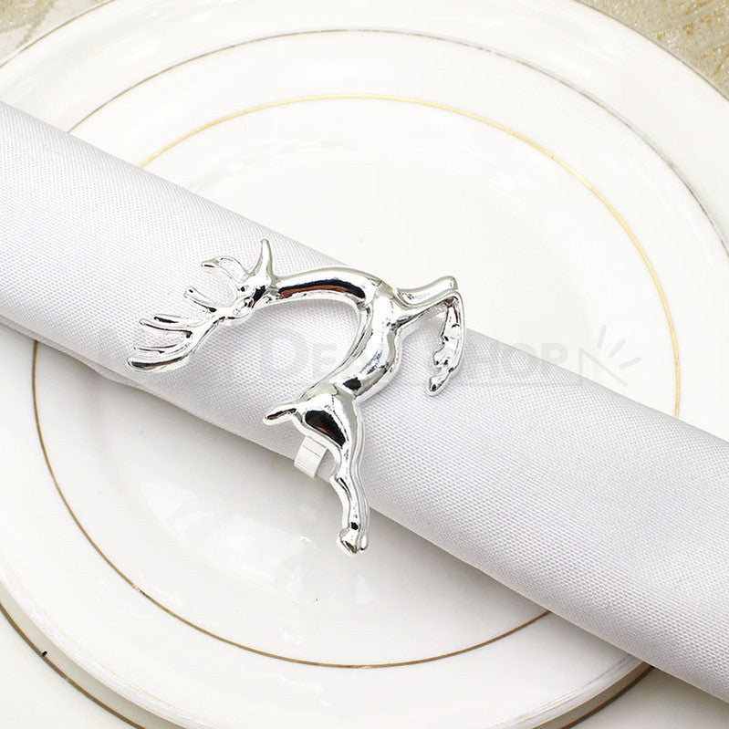 6 Pcs - Silver Reindeer Napkin Ring