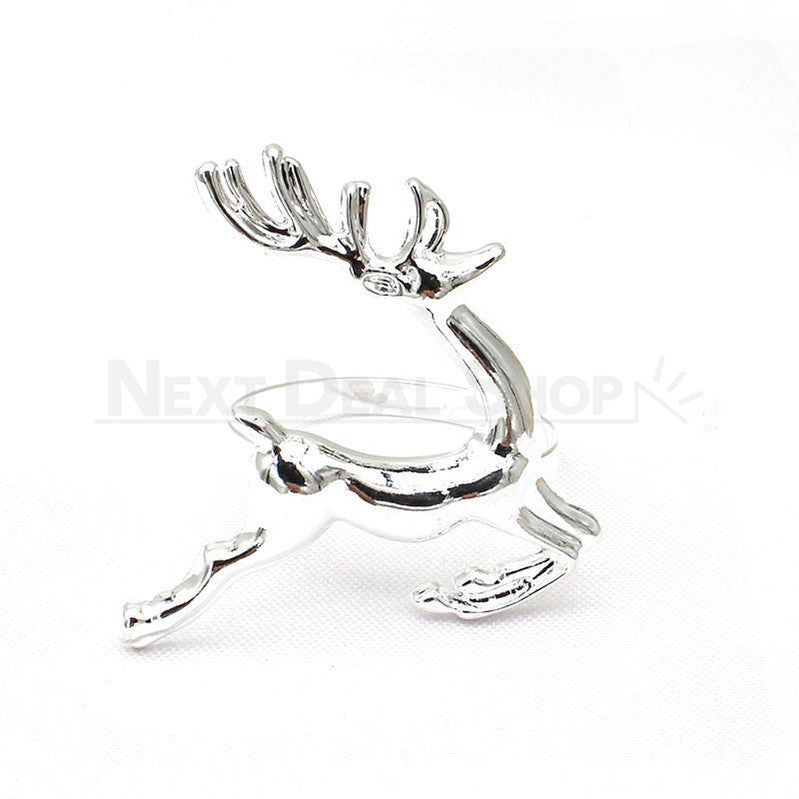 6 Pcs - Silver Reindeer Napkin Ring