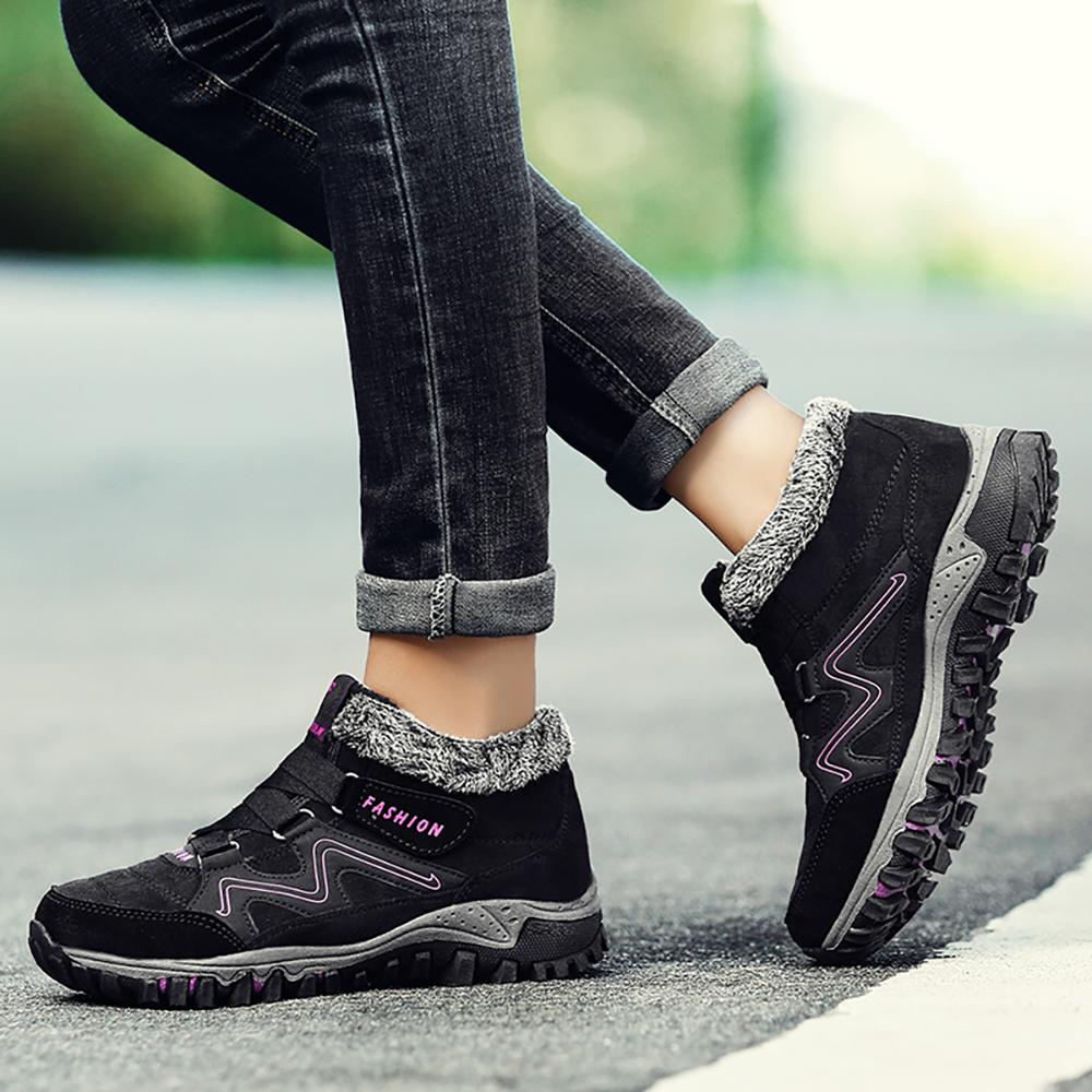 Unisex Winter thermal Velvet Velcro buckle trendy joker hiking sneakers