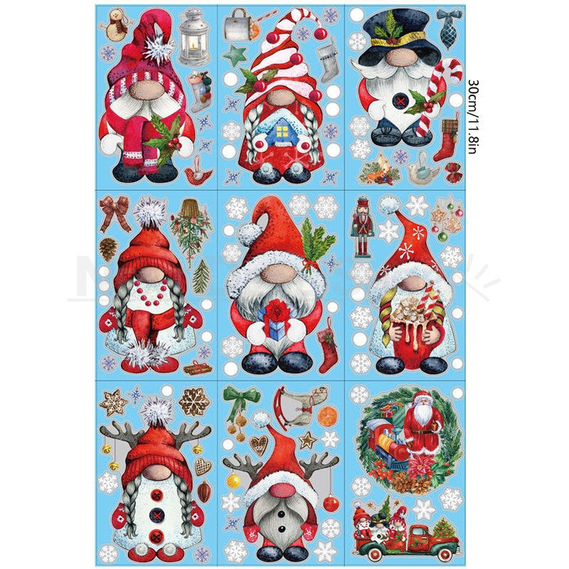 9 Sheets Christmas Gnome Window Cling