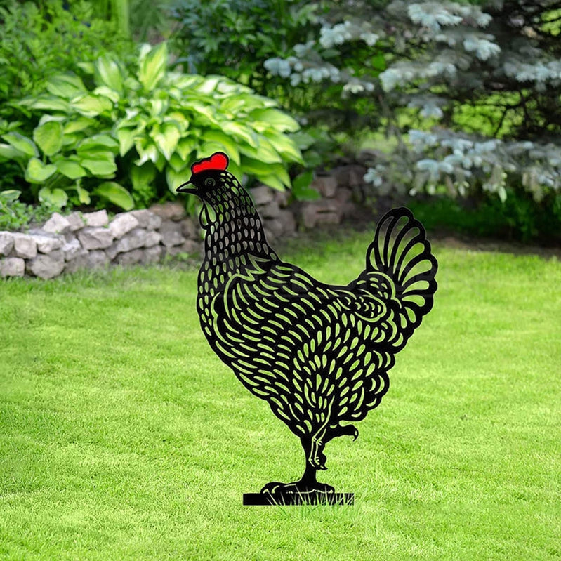Chicken Silhouette Garden Decor
