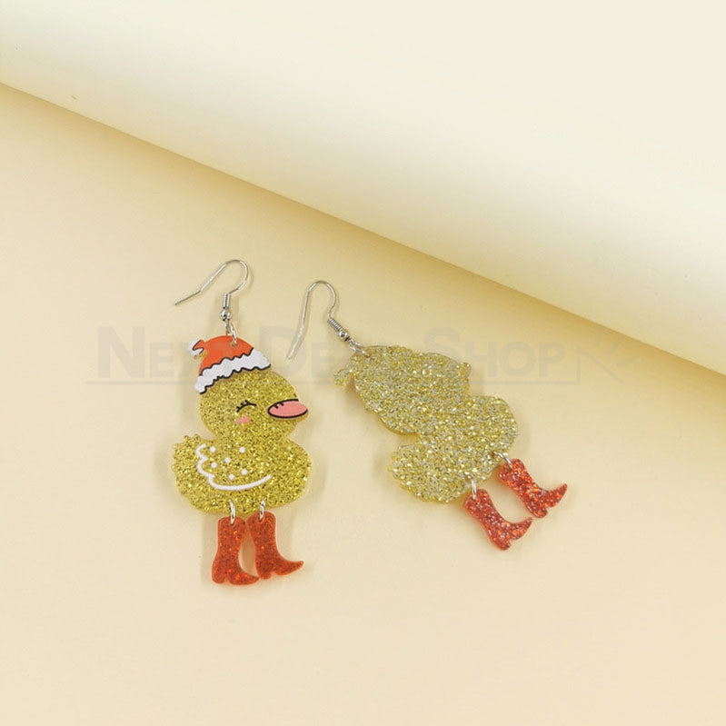 Chicken with Cow Boy Boot Earrings