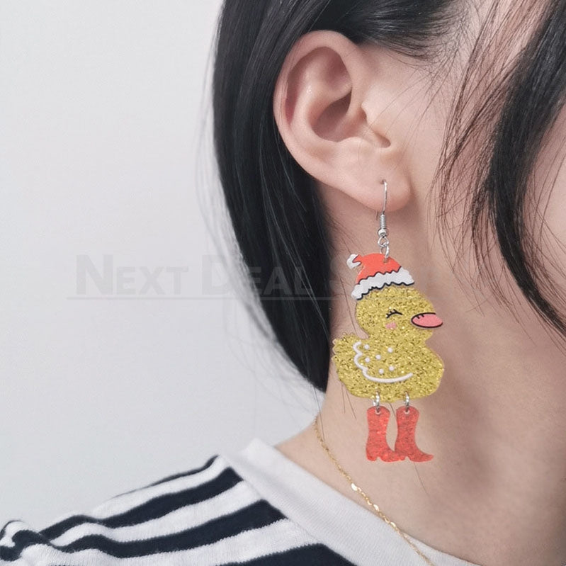 Chicken with Cow Boy Boot Earrings