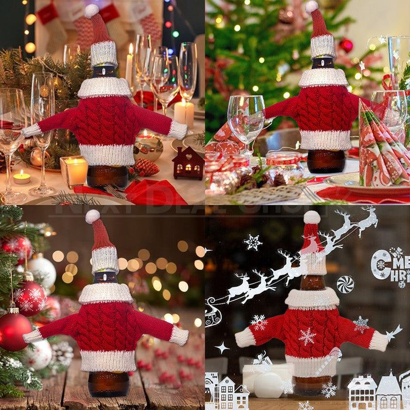 Christmas Knitted Bottle Sweater Cover