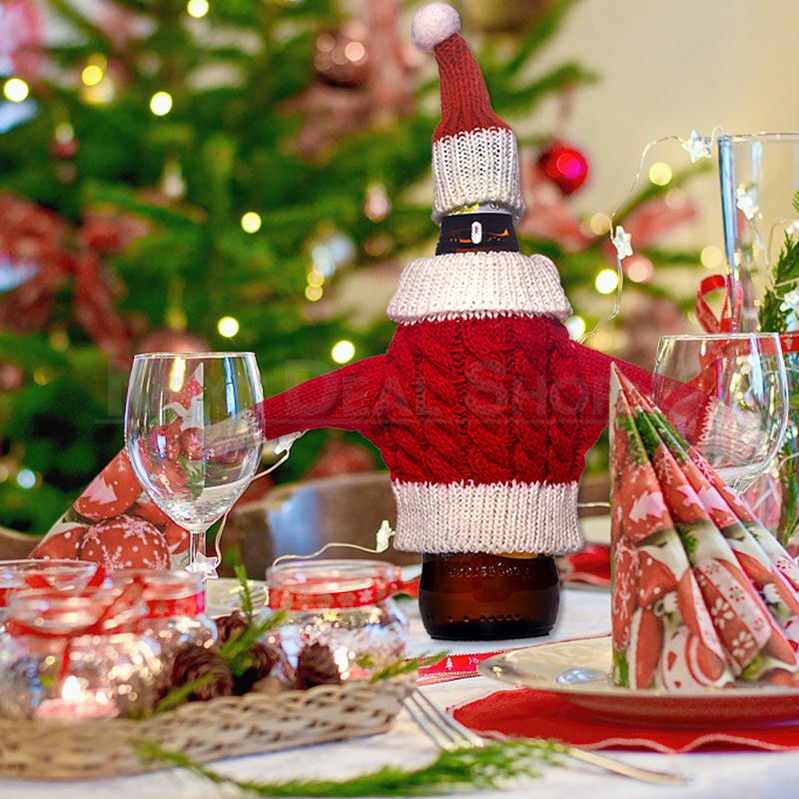 Christmas Knitted Bottle Sweater Cover