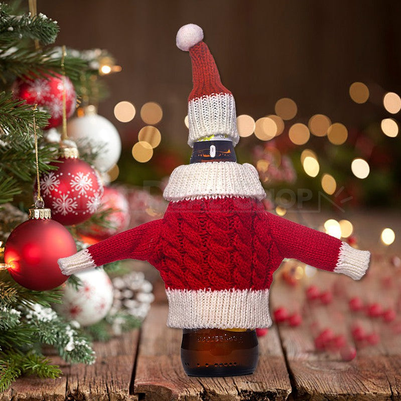 Christmas Knitted Bottle Sweater Cover