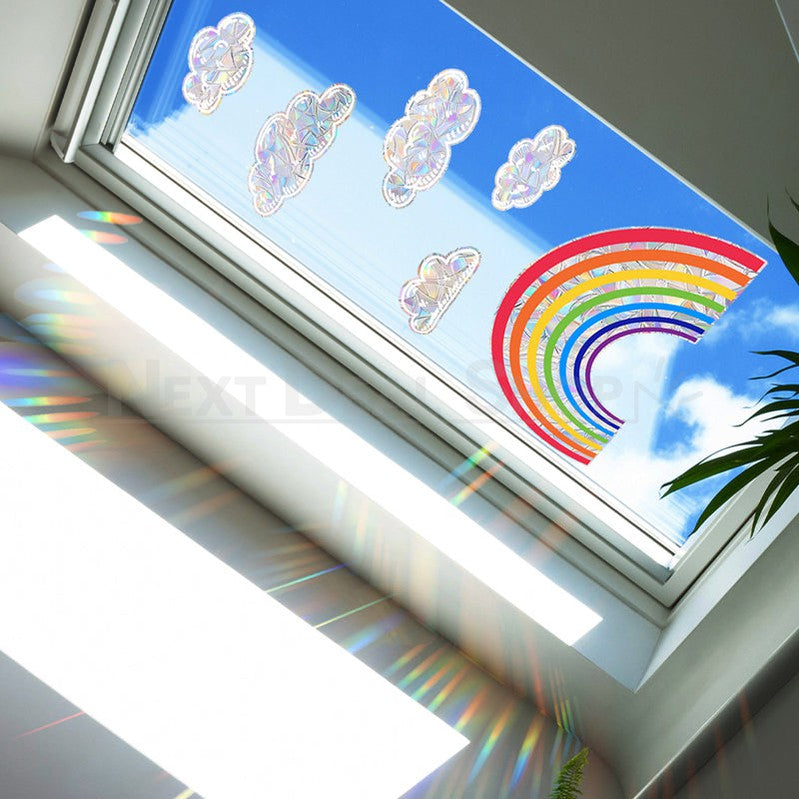 Colorful Rainbow & Clouds Window Cling