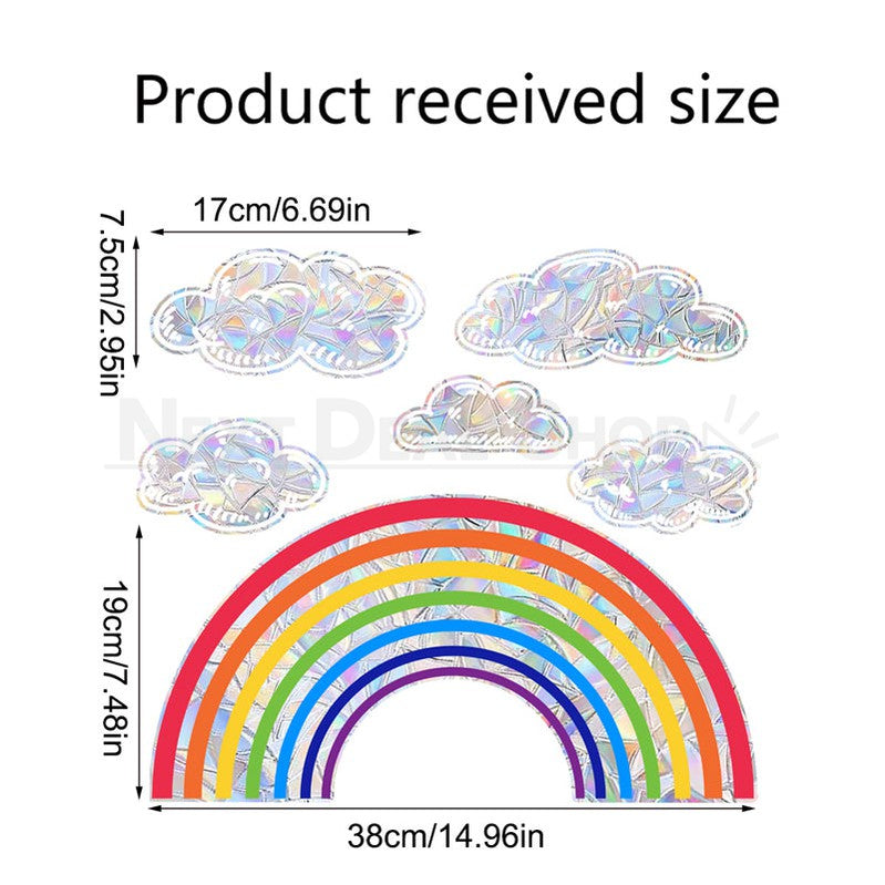Colorful Rainbow & Clouds Window Cling