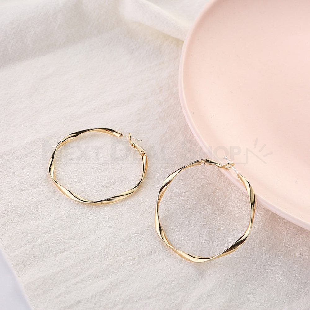 Gold Plated Twist Hoop Earrings