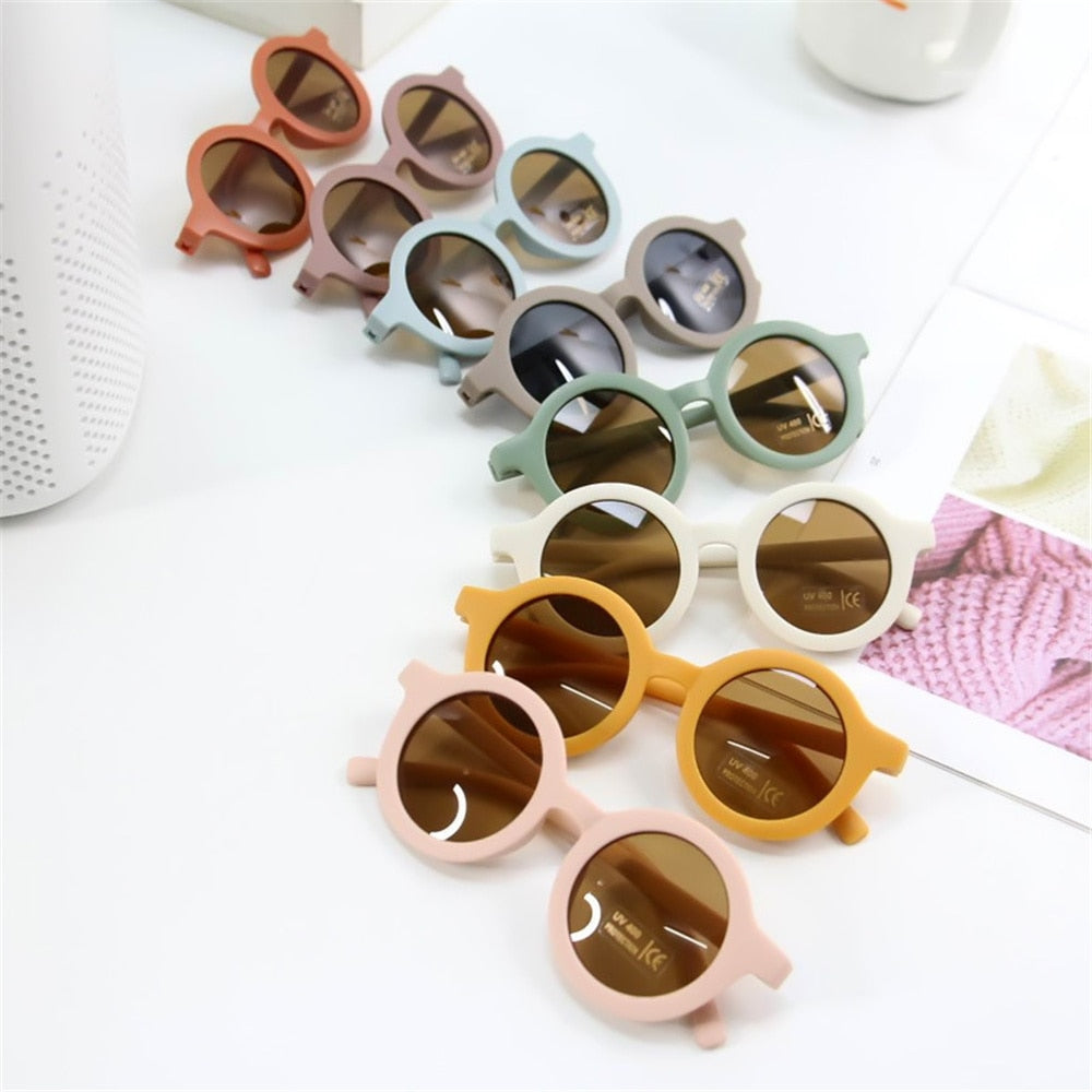 Kids Fashion Children&#39;s Sunglasses Infant&#39;s Retro Solid Color Ultraviolet-proof Round Convenience Glasses Eyeglass