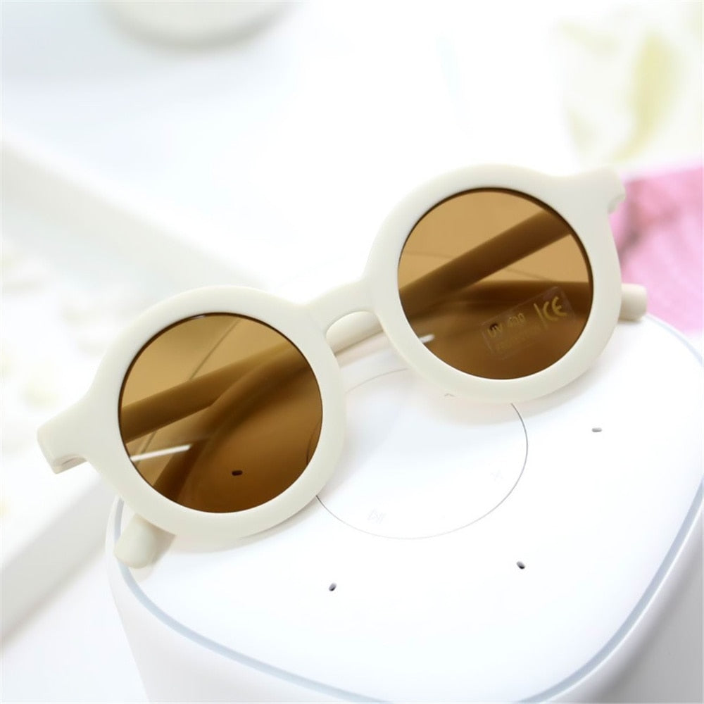 Kids Fashion Children&#39;s Sunglasses Infant&#39;s Retro Solid Color Ultraviolet-proof Round Convenience Glasses Eyeglass