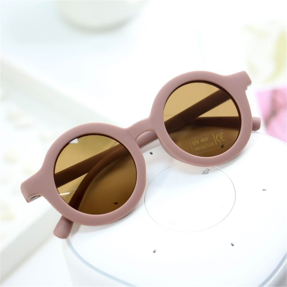 Kids Fashion Children&#39;s Sunglasses Infant&#39;s Retro Solid Color Ultraviolet-proof Round Convenience Glasses Eyeglass