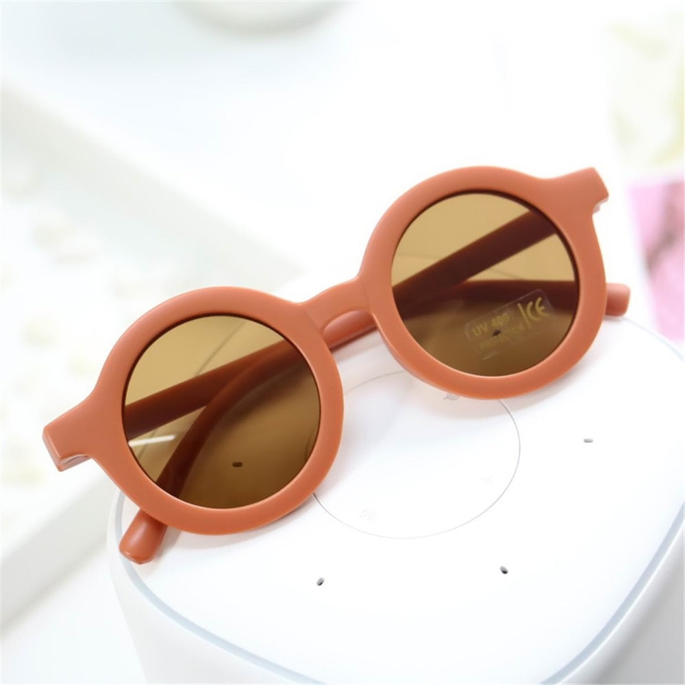 Kids Fashion Children&#39;s Sunglasses Infant&#39;s Retro Solid Color Ultraviolet-proof Round Convenience Glasses Eyeglass