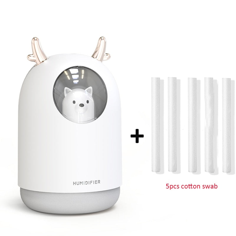 Home Appliances USB Humidifier 300ml Cute Pet Ultrasonic Cool Mist Aroma Air Oil Diffuser Romantic Color LED Lamp Humidificador