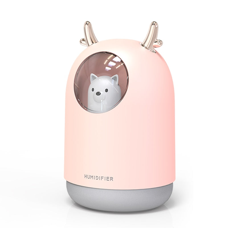 Home Appliances USB Humidifier 300ml Cute Pet Ultrasonic Cool Mist Aroma Air Oil Diffuser Romantic Color LED Lamp Humidificador