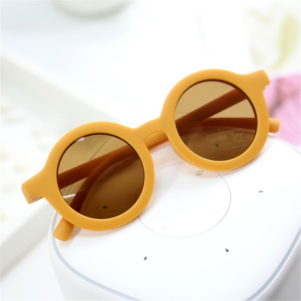 Kids Fashion Children&#39;s Sunglasses Infant&#39;s Retro Solid Color Ultraviolet-proof Round Convenience Glasses Eyeglass