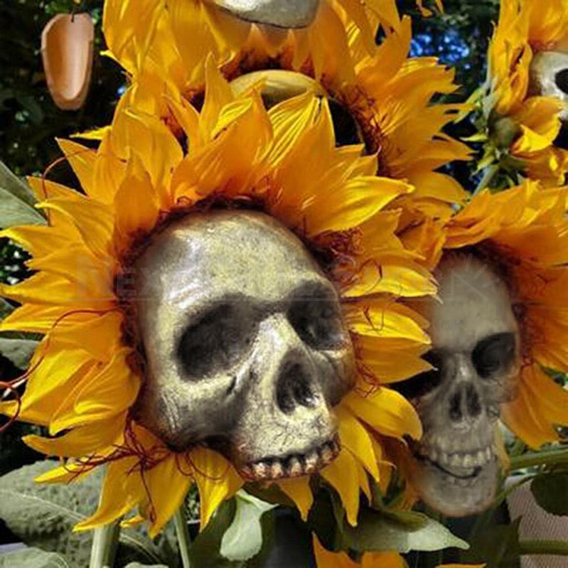 Halloween Spooky Sunflower Skull Garden Stake