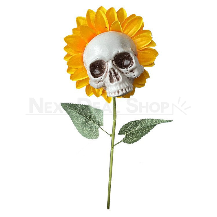 Halloween Spooky Sunflower Skull Garden Stake