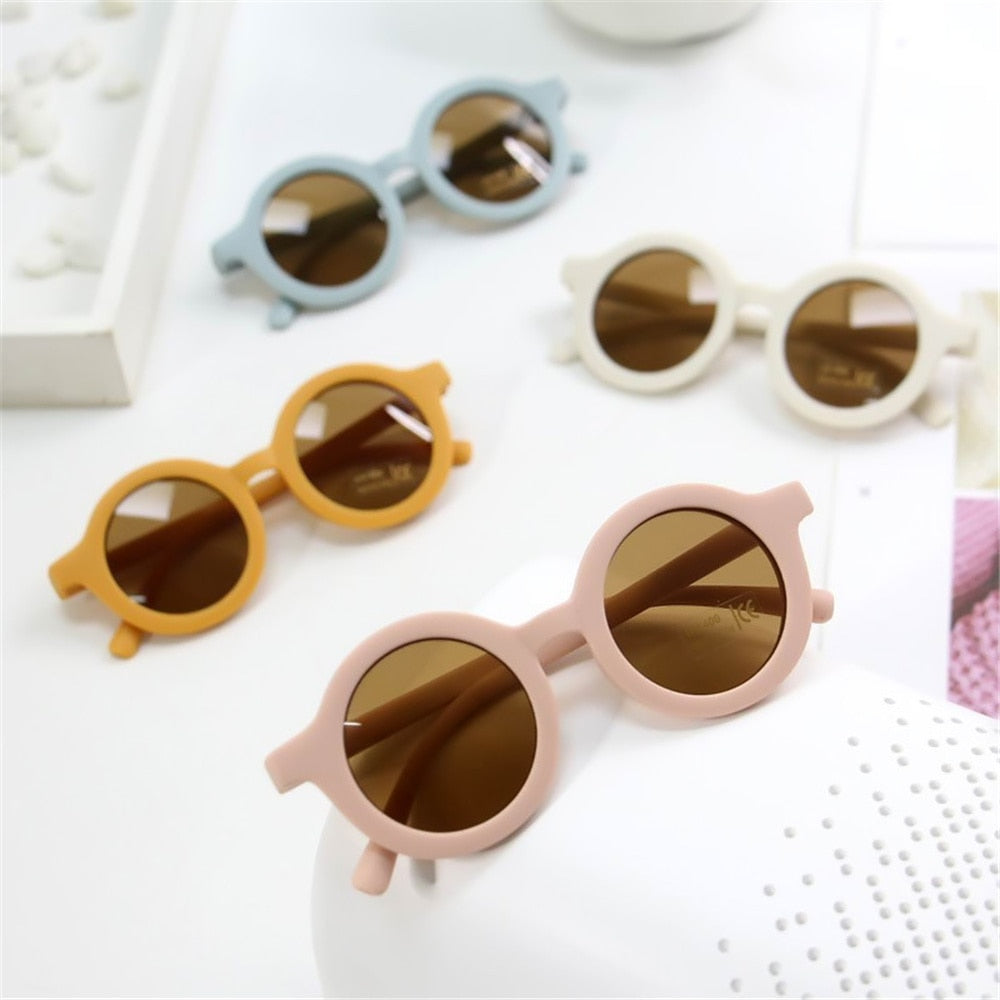 Kids Fashion Children&#39;s Sunglasses Infant&#39;s Retro Solid Color Ultraviolet-proof Round Convenience Glasses Eyeglass