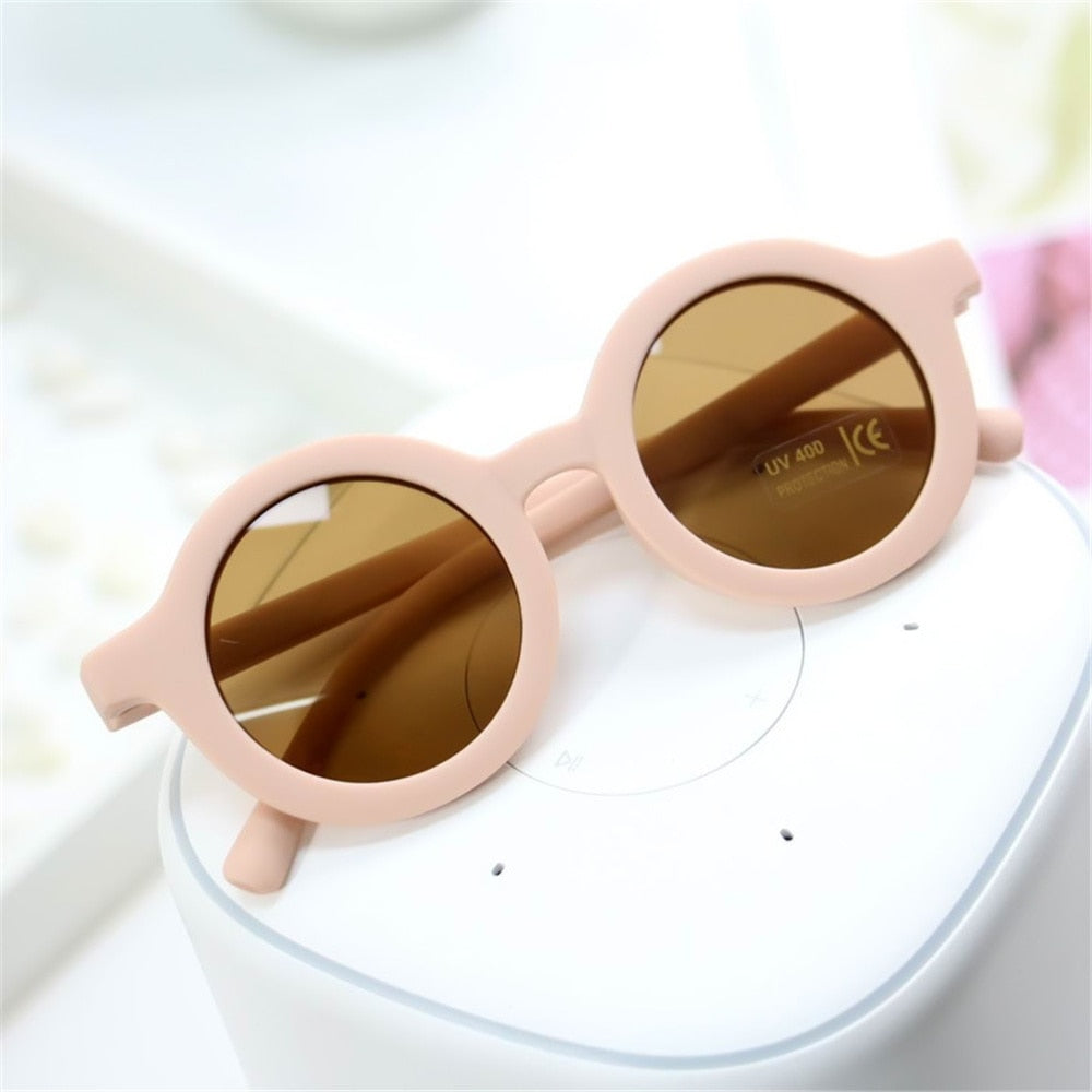 Kids Fashion Children&#39;s Sunglasses Infant&#39;s Retro Solid Color Ultraviolet-proof Round Convenience Glasses Eyeglass