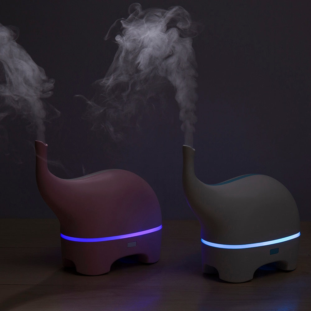 USB Aroma Diffuser Funny Elephant DC 5V Ultrasonic Essential Oil Diffuser Color LED Humidificador Portable Air Humidifier Fogger