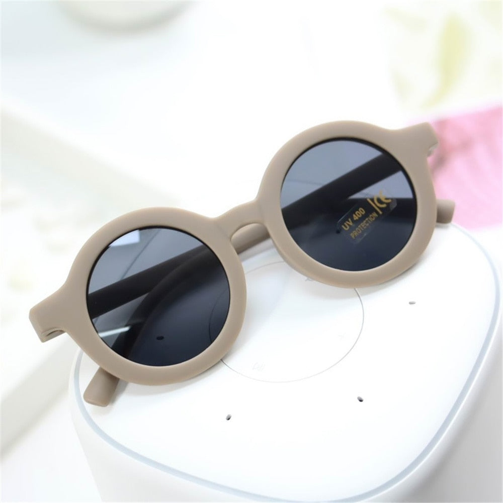 Kids Fashion Children&#39;s Sunglasses Infant&#39;s Retro Solid Color Ultraviolet-proof Round Convenience Glasses Eyeglass