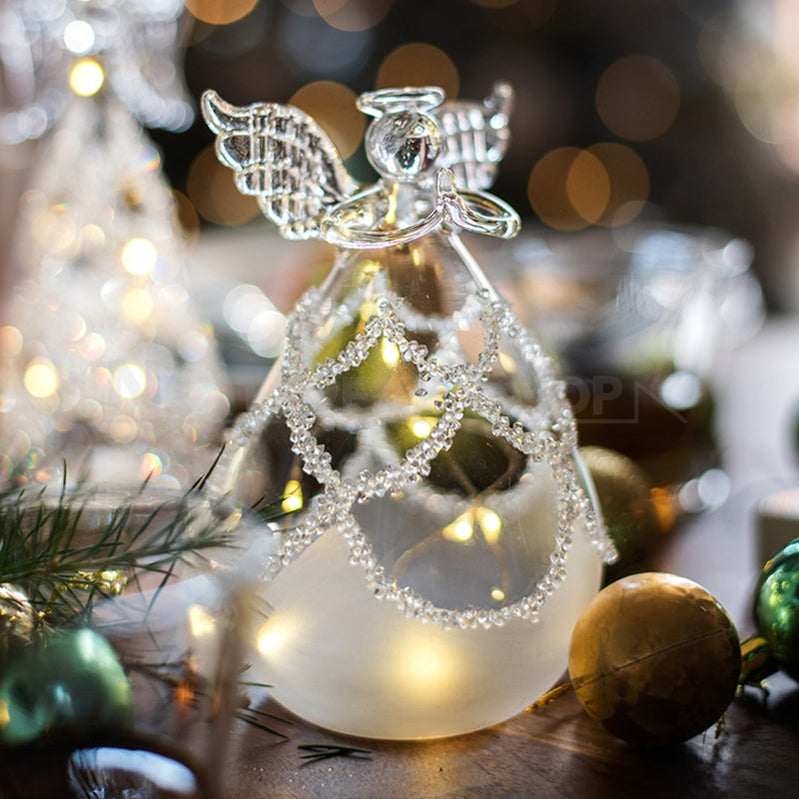 Light Up Glass Angel Ornament