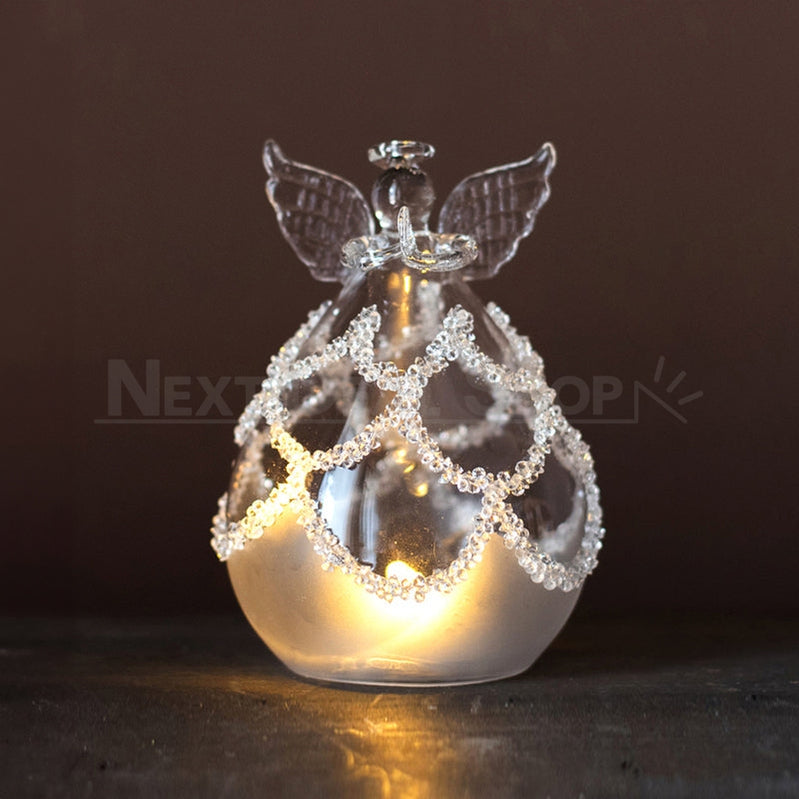 Light Up Glass Angel Ornament