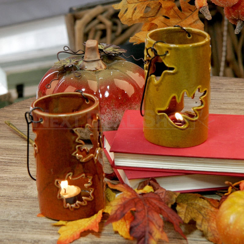 Maple Leaf Ceramic Candle Holder