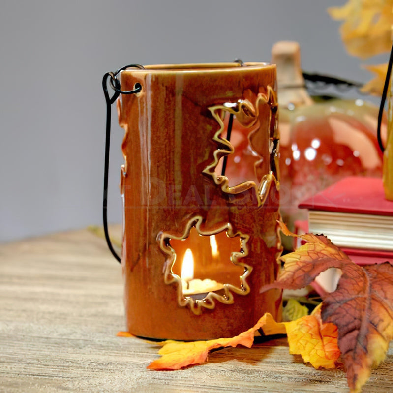 Maple Leaf Ceramic Candle Holder