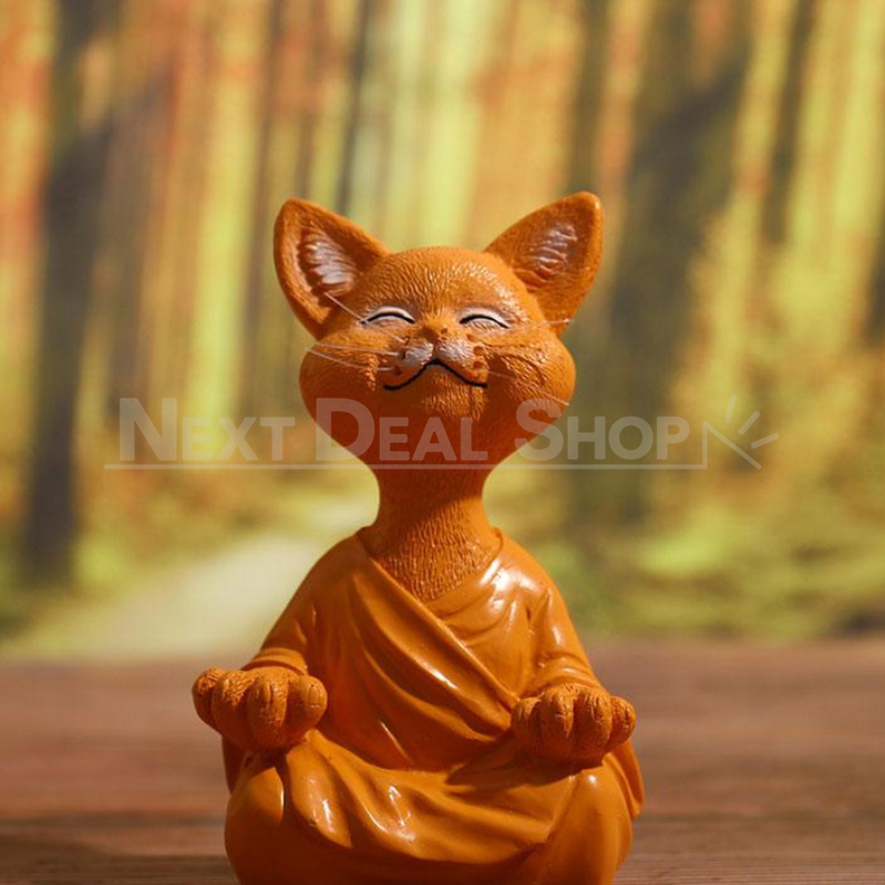 Meditating Zen Garden Cat Figurine