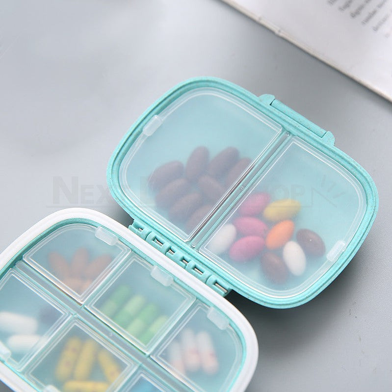 Portable Pill Organizer with 8 Compartments